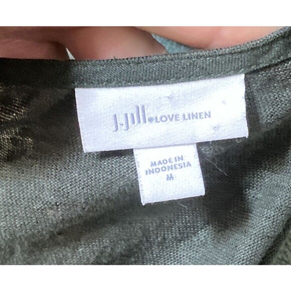 J.Jill Love Linen Dark Green Knit Mixed Media A-Line Slits  Linen Tunic Size M - Picture 7 of 11